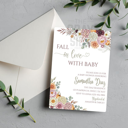 Fall in Love With Baby Shower Invitation Fall Baby Shower Invite Pumpkin Baby Shower Invite  Baby Shower Gender Neutral Baby Sprinkle Invite