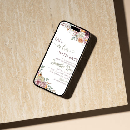 Fall in Love With Baby Shower Invitation Fall Baby Shower Invite Pumpkin Baby Shower Invite  Baby Shower Gender Neutral Baby Sprinkle Invite