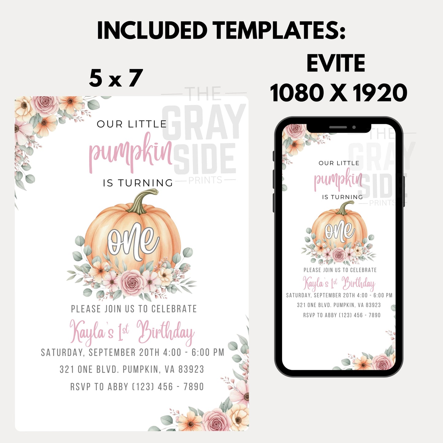 Our Little Pumpkin is Turning One Invitation First Birthday Invite Template Editable Fall 1st Birthday Invitation One Pumpkin First Bday