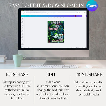 Neon Laser Tag Invite Editable Laser Tag Birthday Invitation  Glow Laser Tag Party Blue Green Boy Invite Girl Invite Arcade Birthday Invite