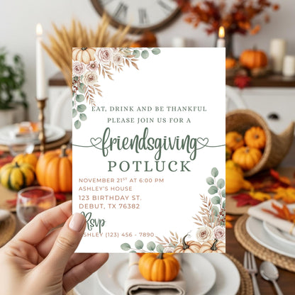 Friendsgiving Dinner invite Friendsgiving Invitattion Template Thanksgiving Invite Printable Digital Download Fall Dinner Invitation