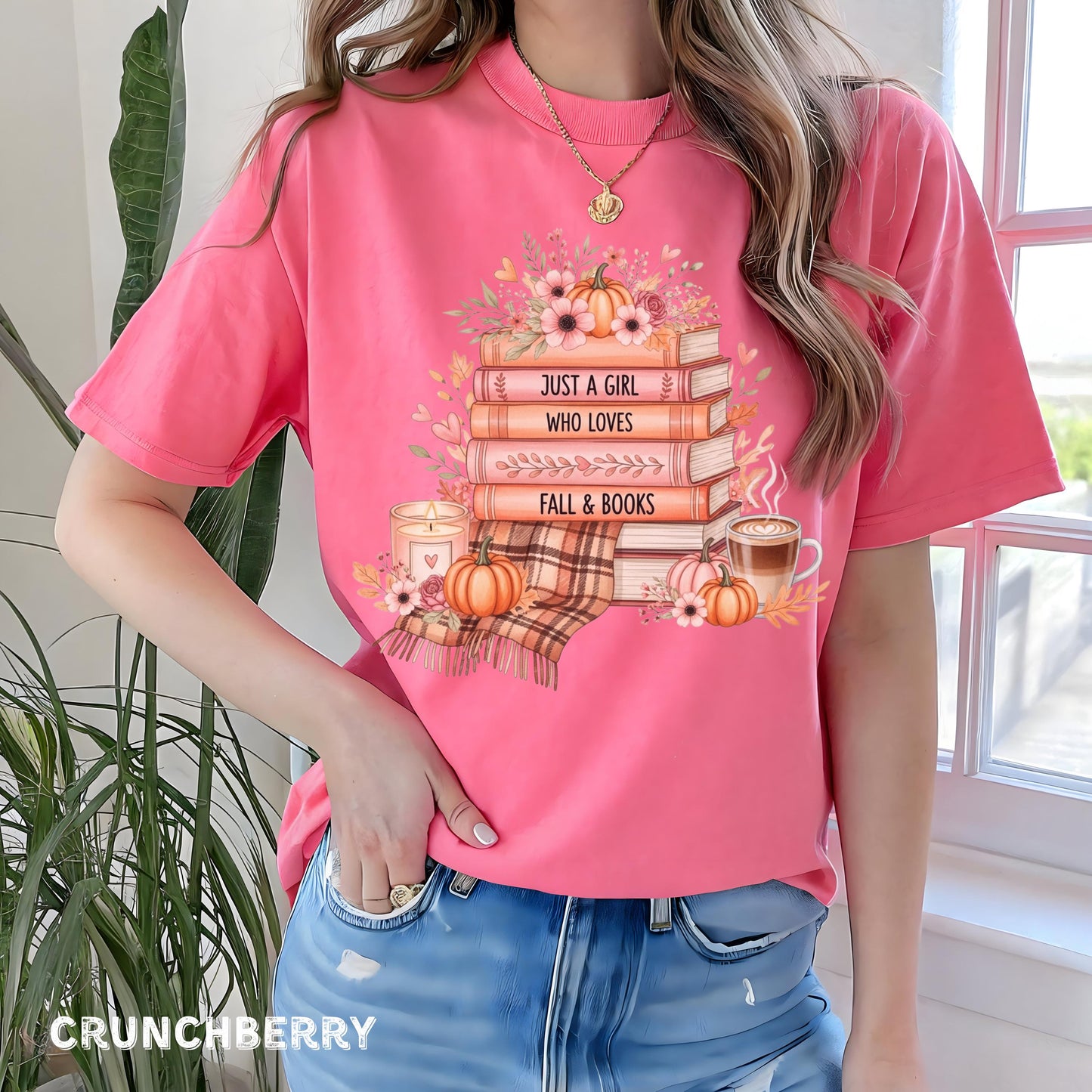 Cute Fall Shirt for Book Lovers Just A Girl Who Loves Fall Gift For Fall Lovers Autumn Tee Book & Fall Tee Readers Shirt Cute Book Shirt