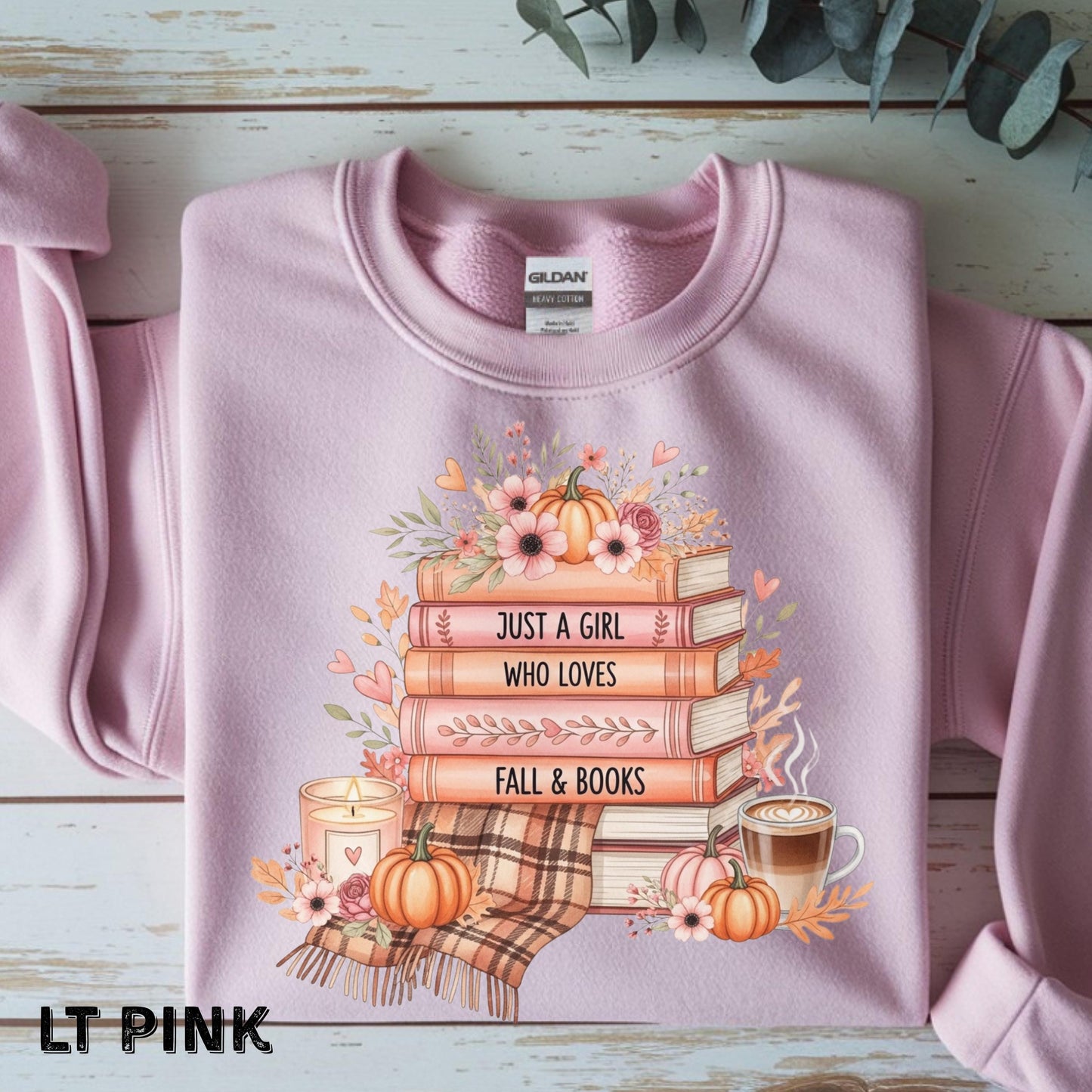 Gift for Book Lovers Just A Girl Who Loves Fall Gift For Fall Lovers Autumn Tee Book & Fall Tee Readers Shirt Cute Book Shirt Bookish Gift