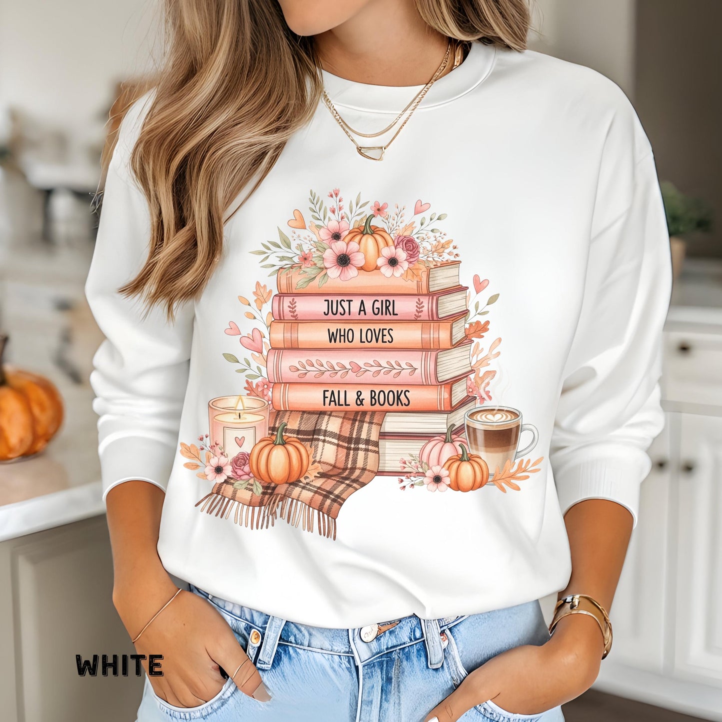 Gift for Book Lovers Just A Girl Who Loves Fall Gift For Fall Lovers Autumn Tee Book & Fall Tee Readers Shirt Cute Book Shirt Bookish Gift