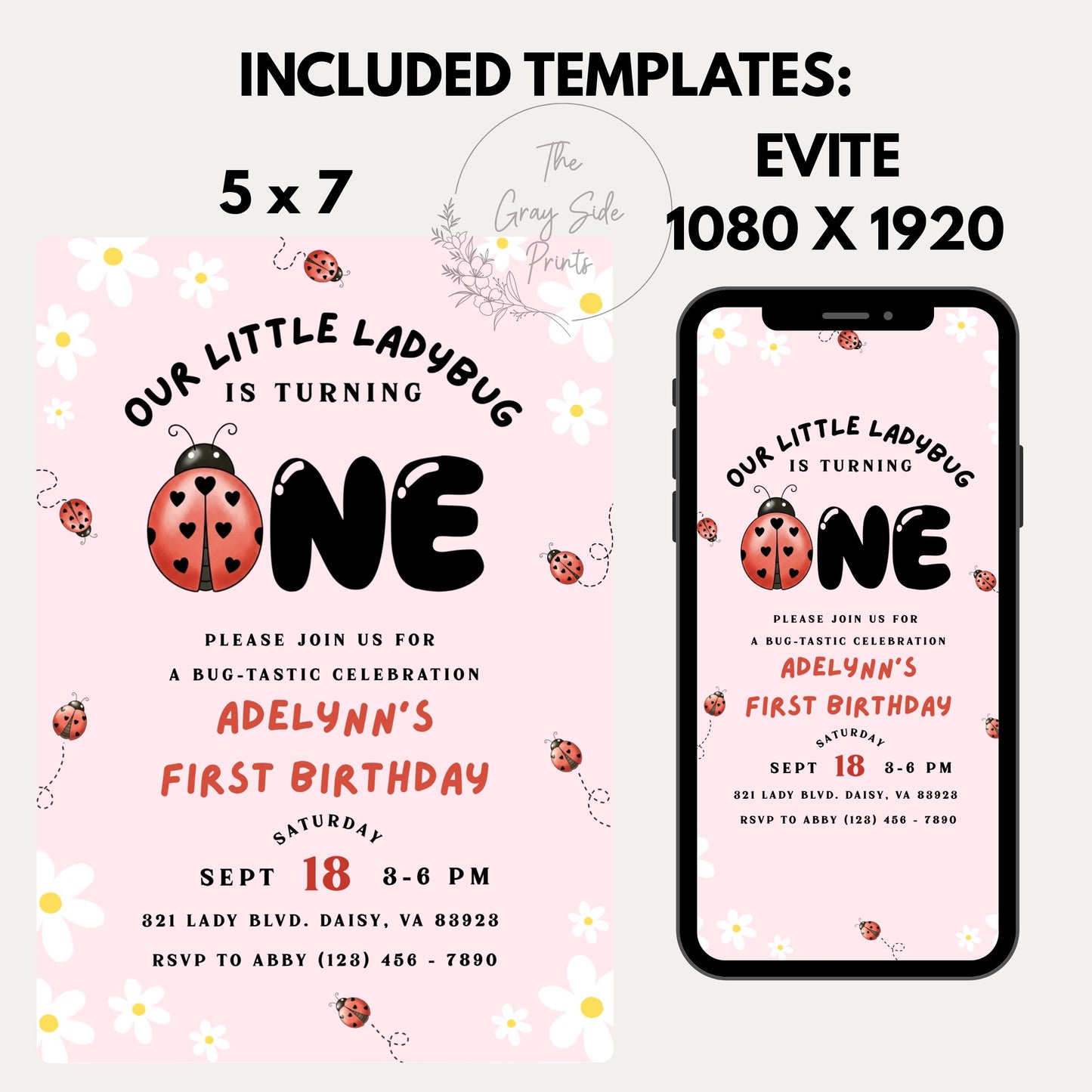 Ladybug Birthday Party Invitation Little Ladybug Turning One Birthday Invite Ladybug 1st Birthday Girl Ladybug Birthday Ladybug Invite