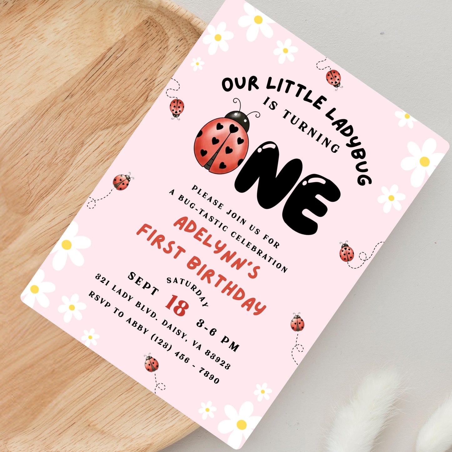 Ladybug Birthday Party Invitation Little Ladybug Turning One Birthday Invite Ladybug 1st Birthday Girl Ladybug Birthday Ladybug Invite