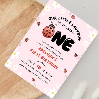 Ladybug Birthday Party Invitation Little Ladybug Turning One Birthday Invite Ladybug 1st Birthday Girl Ladybug Birthday Ladybug Invite