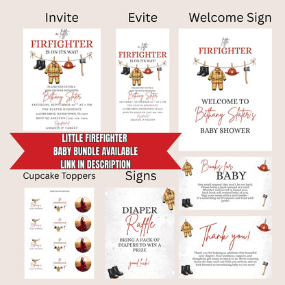A Little Firefighter Baby Shower Invitation Fire Truck Baby Shower Fireman Invite Gender Neutral Invite Boy Baby Shower Girl Baby Shower