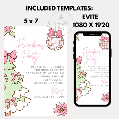 Friendsmas Party Invitation Christmas Party Invitation Girls Christmas Party Christmas Party With Friends Christmas Dinner Party Girls Night