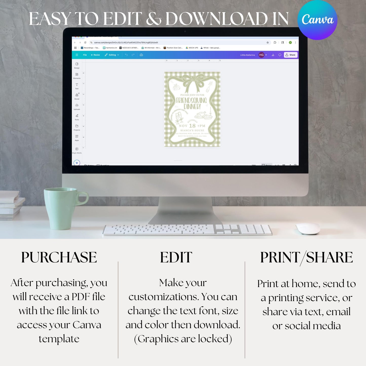 Friendsgiving Dinner Party Invitation Thanksgiving Potluck Invite Hand Drawn Holiday Dinner Party for Friends Thanksgiving Pumpkin