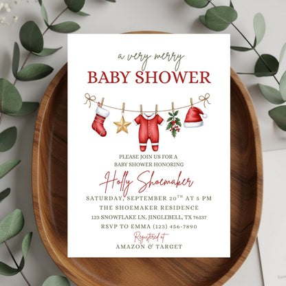 Winter Baby Shower Invitation Very Merry Baby Shower Christmas Baby Shower Invite  Gender Neutral Baby Shower Merry Little Baby Shower