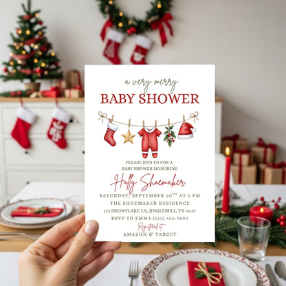 Winter Baby Shower Invitation Very Merry Baby Shower Christmas Baby Shower Invite  Gender Neutral Baby Shower Merry Little Baby Shower