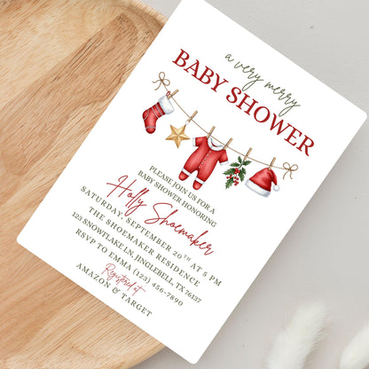 Winter Baby Shower Invitation Very Merry Baby Shower Christmas Baby Shower Invite  Gender Neutral Baby Shower Merry Little Baby Shower