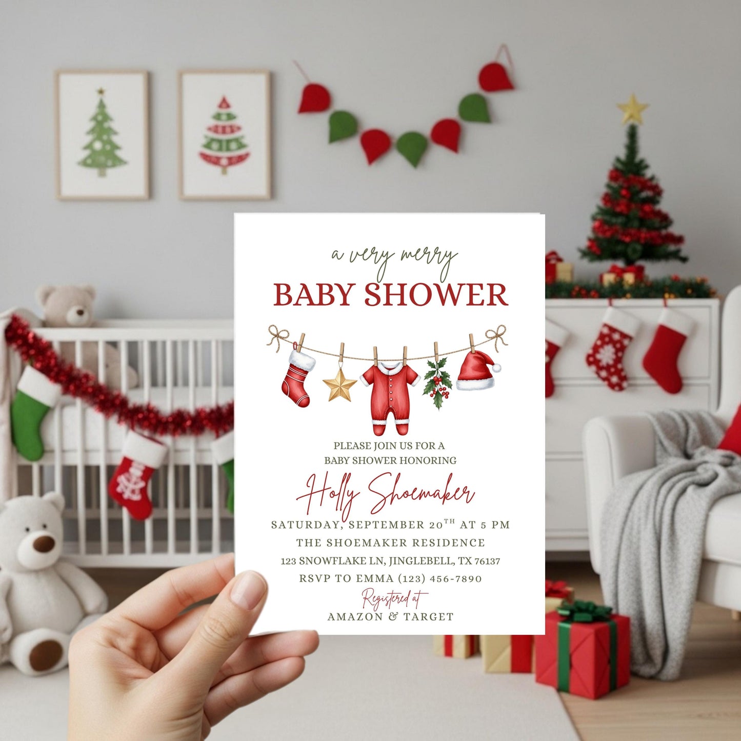 Winter Baby Shower Invitation Very Merry Baby Shower Christmas Baby Shower Invite  Gender Neutral Baby Shower Merry Little Baby Shower