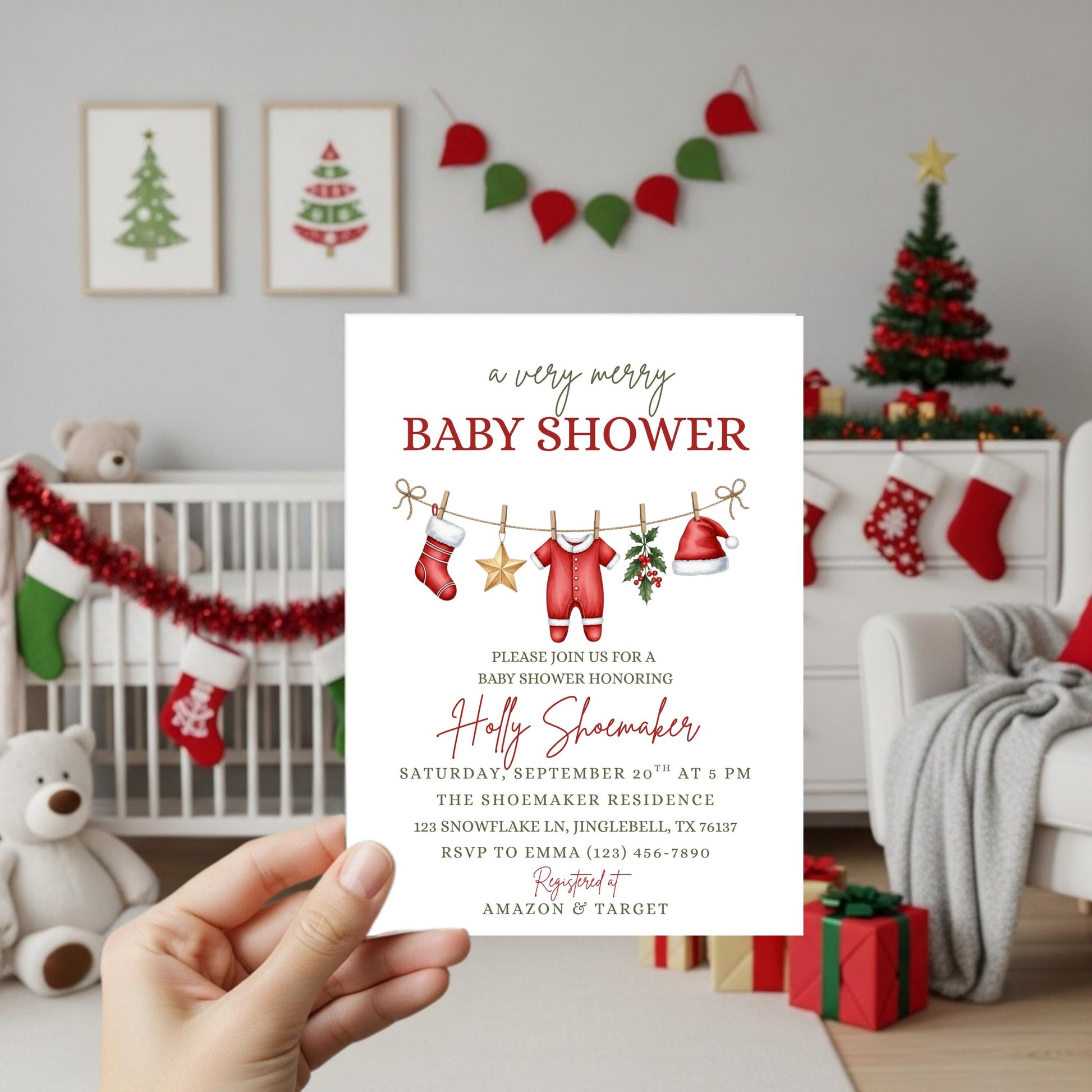 Winter Baby Shower Invitation Very Merry Baby Shower Christmas Baby Shower Invite  Gender Neutral Baby Shower Merry Little Baby Shower