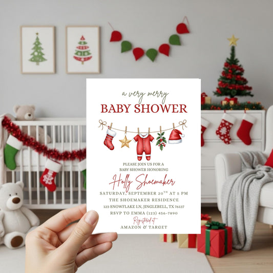 Winter Baby Shower Invitation Very Merry Baby Shower Christmas Baby Shower Invite  Gender Neutral Baby Shower Merry Little Baby Shower