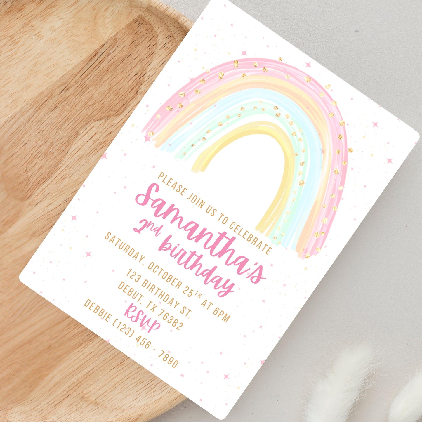 Girls Rainbow Birthday Invitation Rainbow Invite Rainbow Birthday Invitation Template  Rainbow thank you tag Rainbow Template Girls Invite