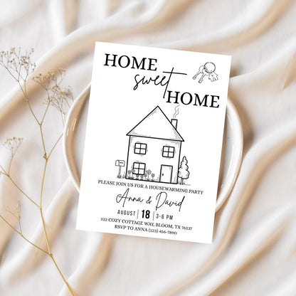 Editable Housewarming Invitation, Housewarming Party Invite, Modern Minimalistic, Home Sweet Home, New Home Card, Printable Template