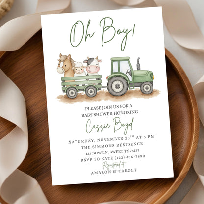 It's a Boy Tractor Baby Shower Invitation Farm Baby Shower Invite Country Baby Shower Invitation Template Boy Baby Shower Invite Baby Bundle