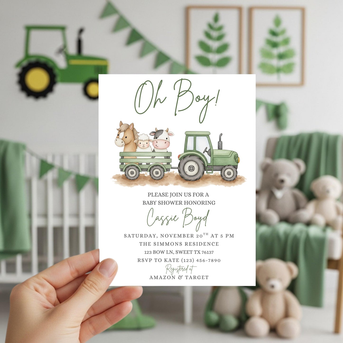 It&#39;s a Boy Tractor Baby Shower Invitation Farm Baby Shower Invite Country Baby Shower Invitation Template Boy Baby Shower Invite Baby Bundle