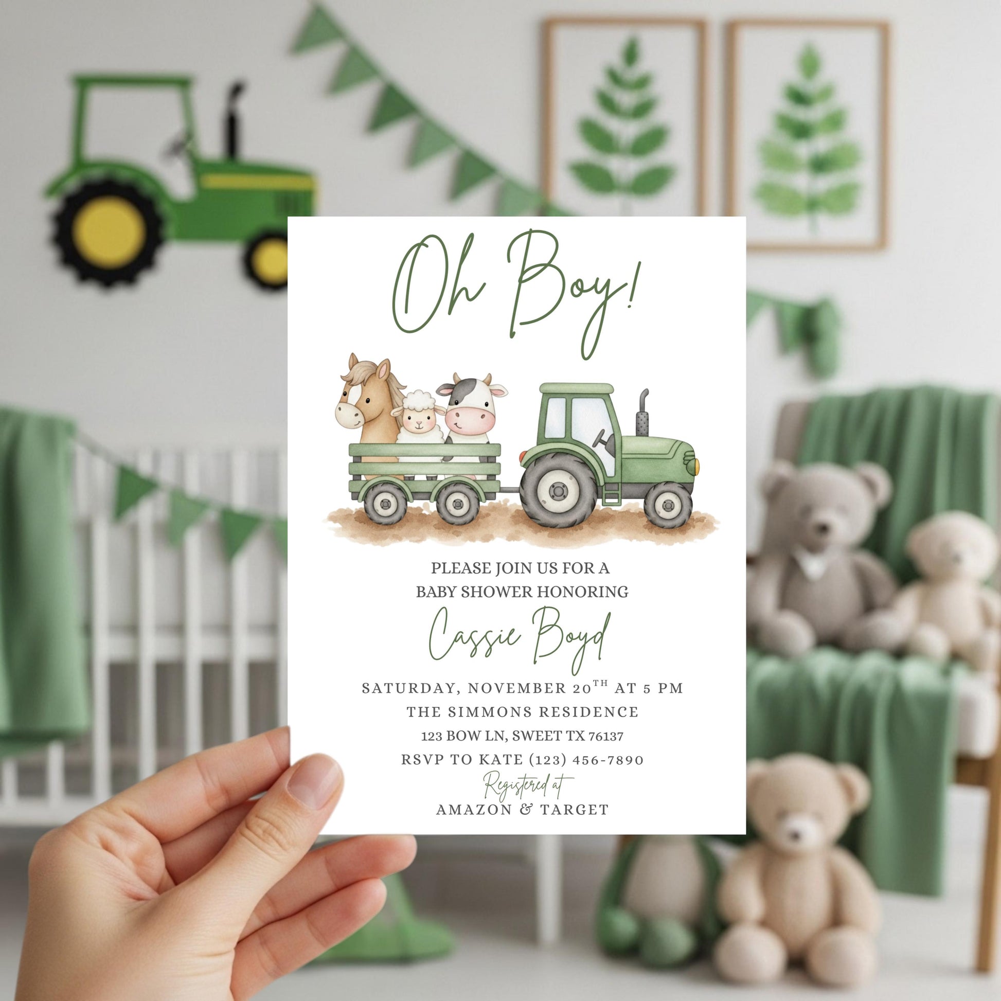 It&#39;s a Boy Tractor Baby Shower Invitation Farm Baby Shower Invite Country Baby Shower Invitation Template Boy Baby Shower Invite Baby Bundle