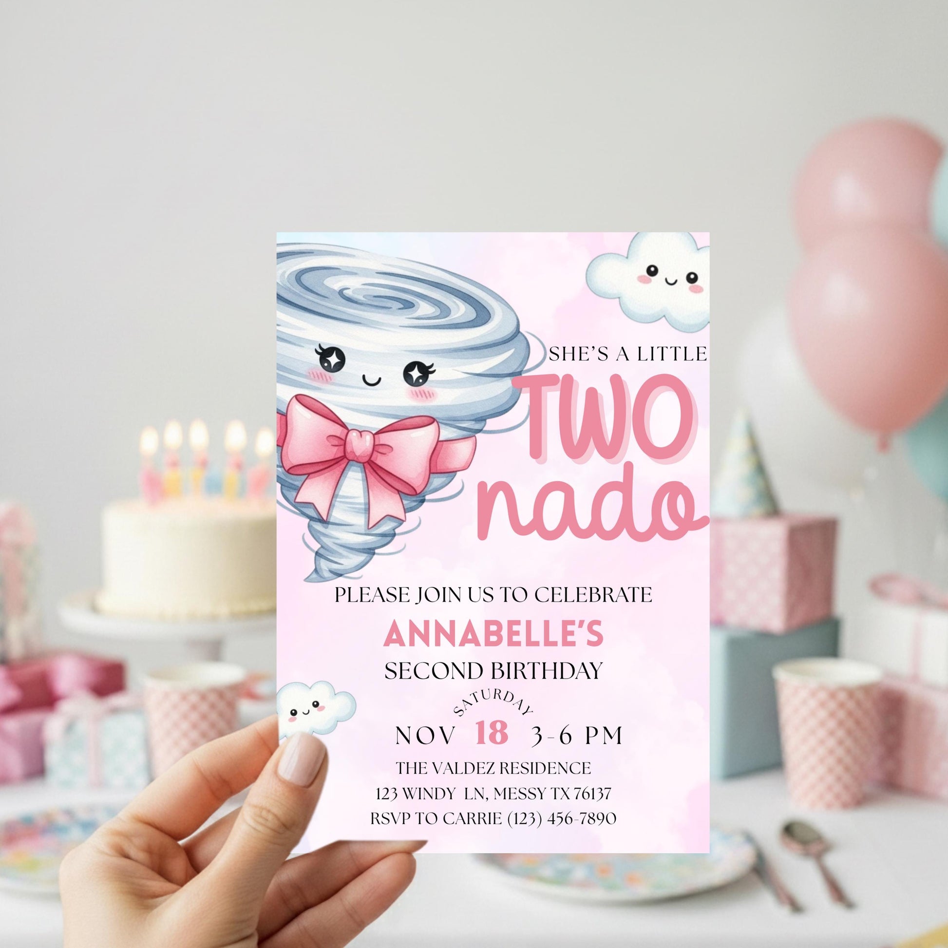 Twonado Birthday Invite She&#39;s A Little Twonado Invite Two Year Old Girl Birthday Two Nado Birthday Party 2nd Birthday Invite Girls Birthday