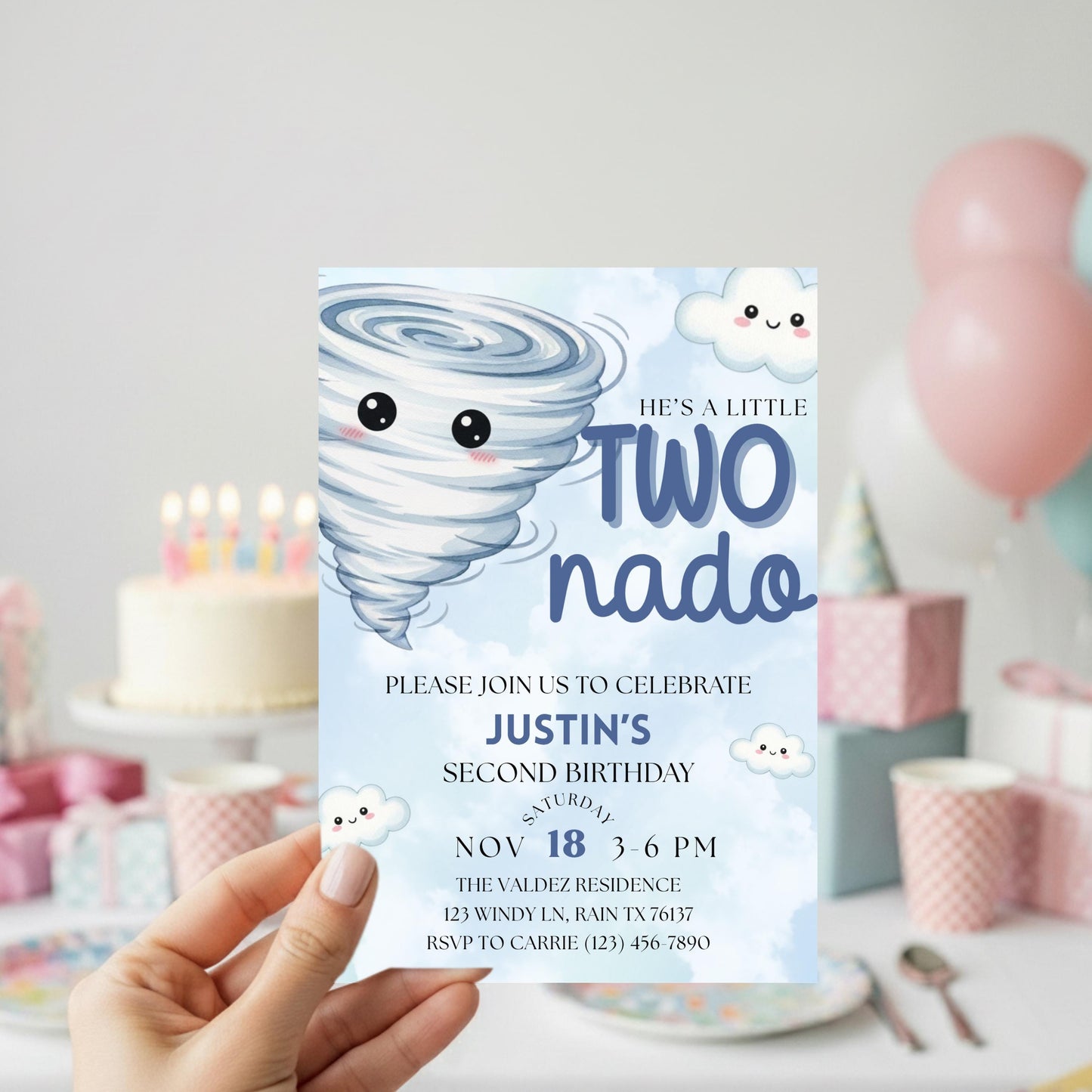 Twonado Birthday Invite He&#39;s A Little Twonado Invite Two Year Old Boy Birthday Two Nado Birthday Party 2nd Birthday Invite Boys Birthday