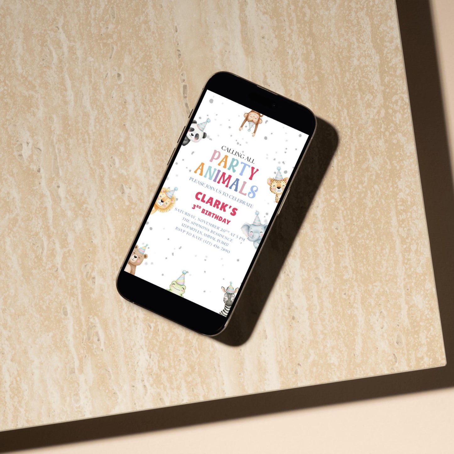 Calling All Party Animals Invitation Girls Birthday Invite Boys Birthday Invite Party Animal Kids Birthday Invite Animals Birthday Party