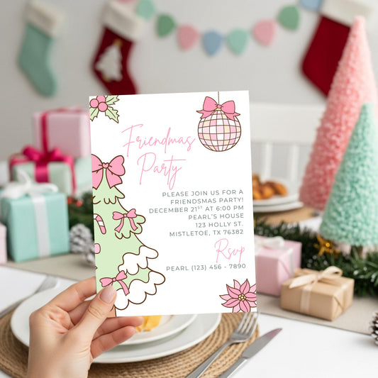 Friendsmas Party Invitation Christmas Party Invitation Girls Christmas Party Christmas Party With Friends Christmas Dinner Party Girls Night