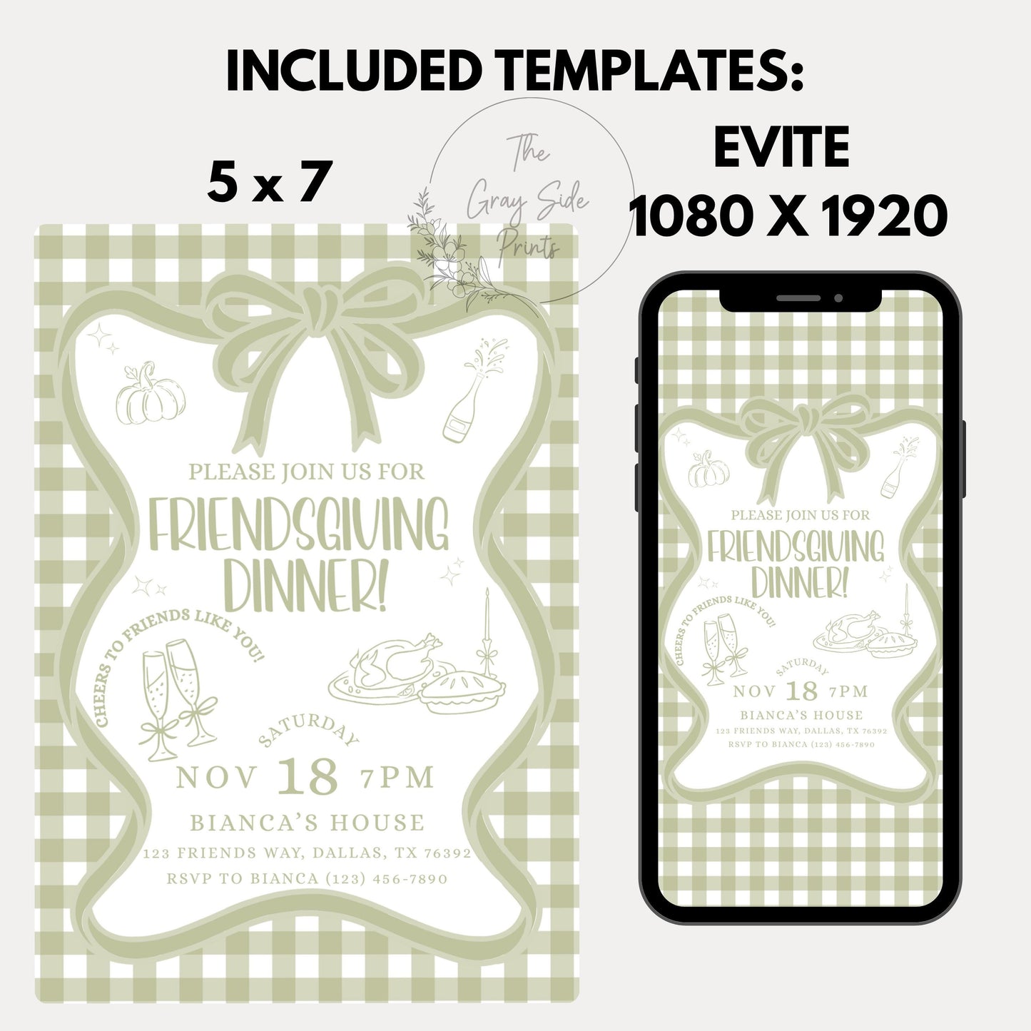 Friendsgiving Dinner Party Invitation Thanksgiving Potluck Invite Hand Drawn Holiday Dinner Party for Friends Thanksgiving Pumpkin