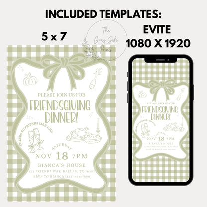 Friendsgiving Dinner Party Invitation Thanksgiving Potluck Invite Hand Drawn Holiday Dinner Party for Friends Thanksgiving Pumpkin