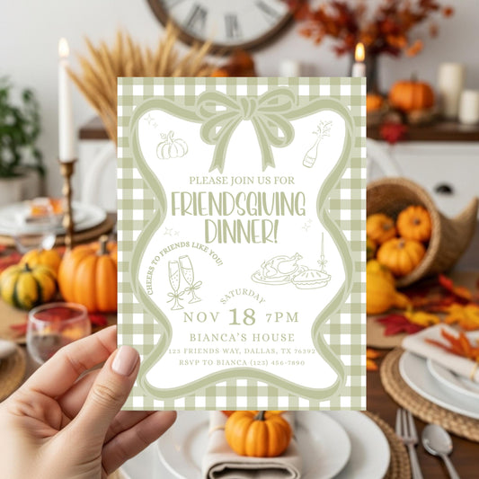 Friendsgiving Dinner Party Invitation Thanksgiving Potluck Invite Hand Drawn Holiday Dinner Party for Friends Thanksgiving Pumpkin