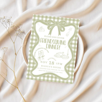 Friendsgiving Dinner Party Invitation Thanksgiving Potluck Invite Hand Drawn Holiday Dinner Party for Friends Thanksgiving Pumpkin