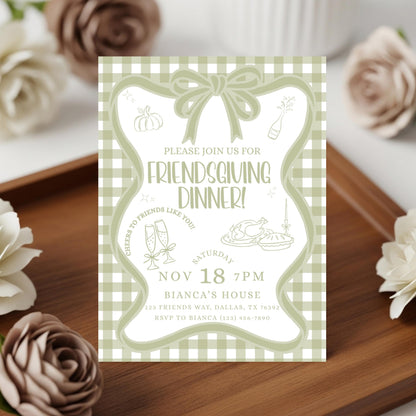 Friendsgiving Dinner Party Invitation Thanksgiving Potluck Invite Hand Drawn Holiday Dinner Party for Friends Thanksgiving Pumpkin