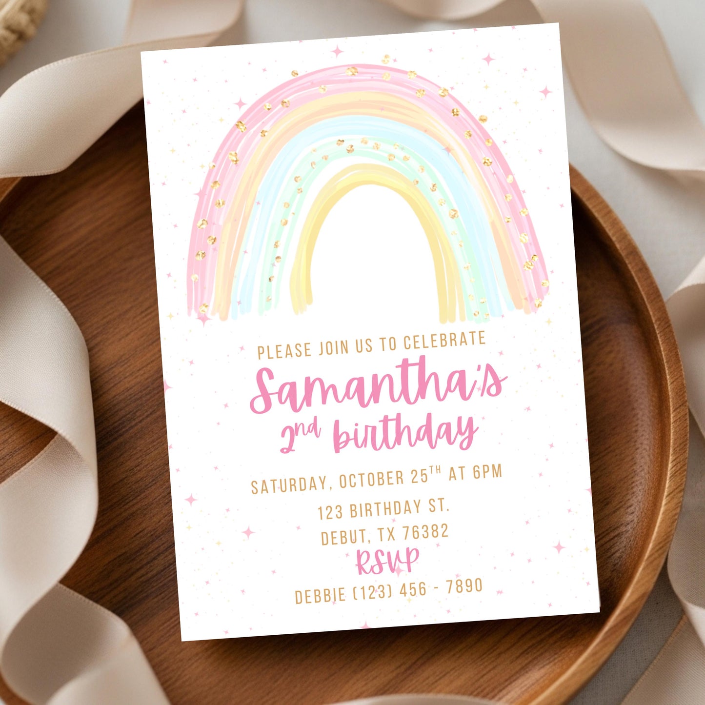 Girls Rainbow Birthday Invitation Rainbow Invite Rainbow Birthday Invitation Template  Rainbow thank you tag Rainbow Template Girls Invite