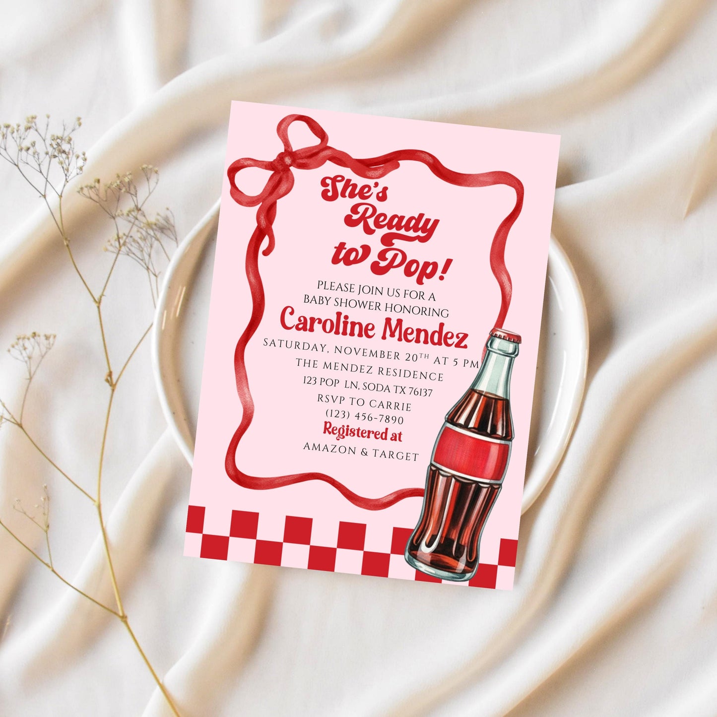 Ready to Pop Baby Shower Bundle Invitation Soda Pop Baby Shower Invite She's Ready to Pop Baby Shower Invite Retro Baby Shower Invite