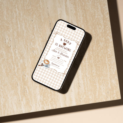 A Baby is Brewing Baby Shower Invitation Coffee Baby Shower Invite Espresso Latte Theme Invite Gender Neutral Baby Shower Printable Invite