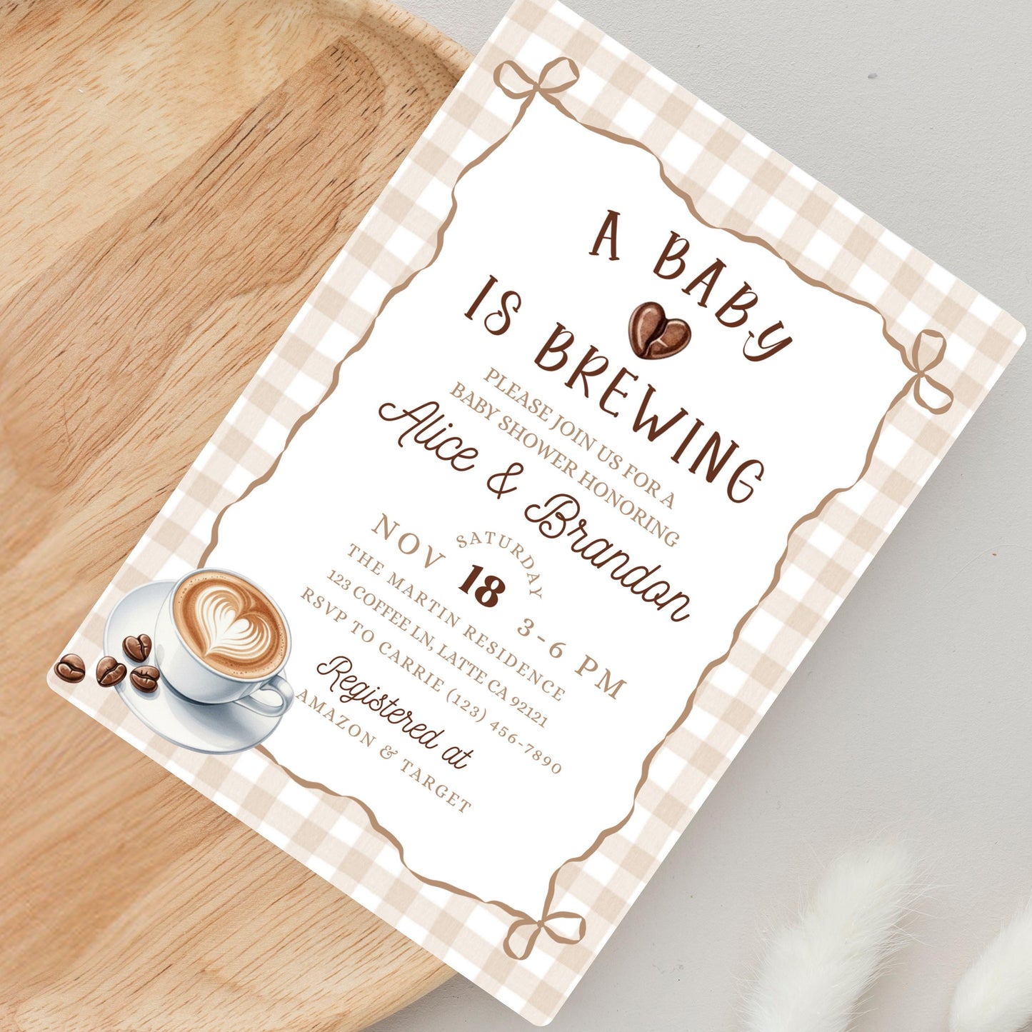 A Baby is Brewing Baby Shower Invitation Coffee Baby Shower Invite Espresso Latte Theme Invite Gender Neutral Baby Shower Printable Invite