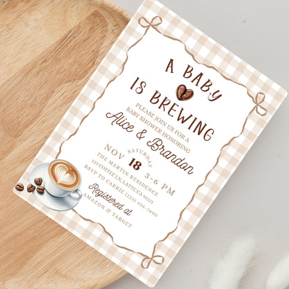 A Baby is Brewing Baby Shower Invitation Coffee Baby Shower Invite Espresso Latte Theme Invite Gender Neutral Baby Shower Printable Invite