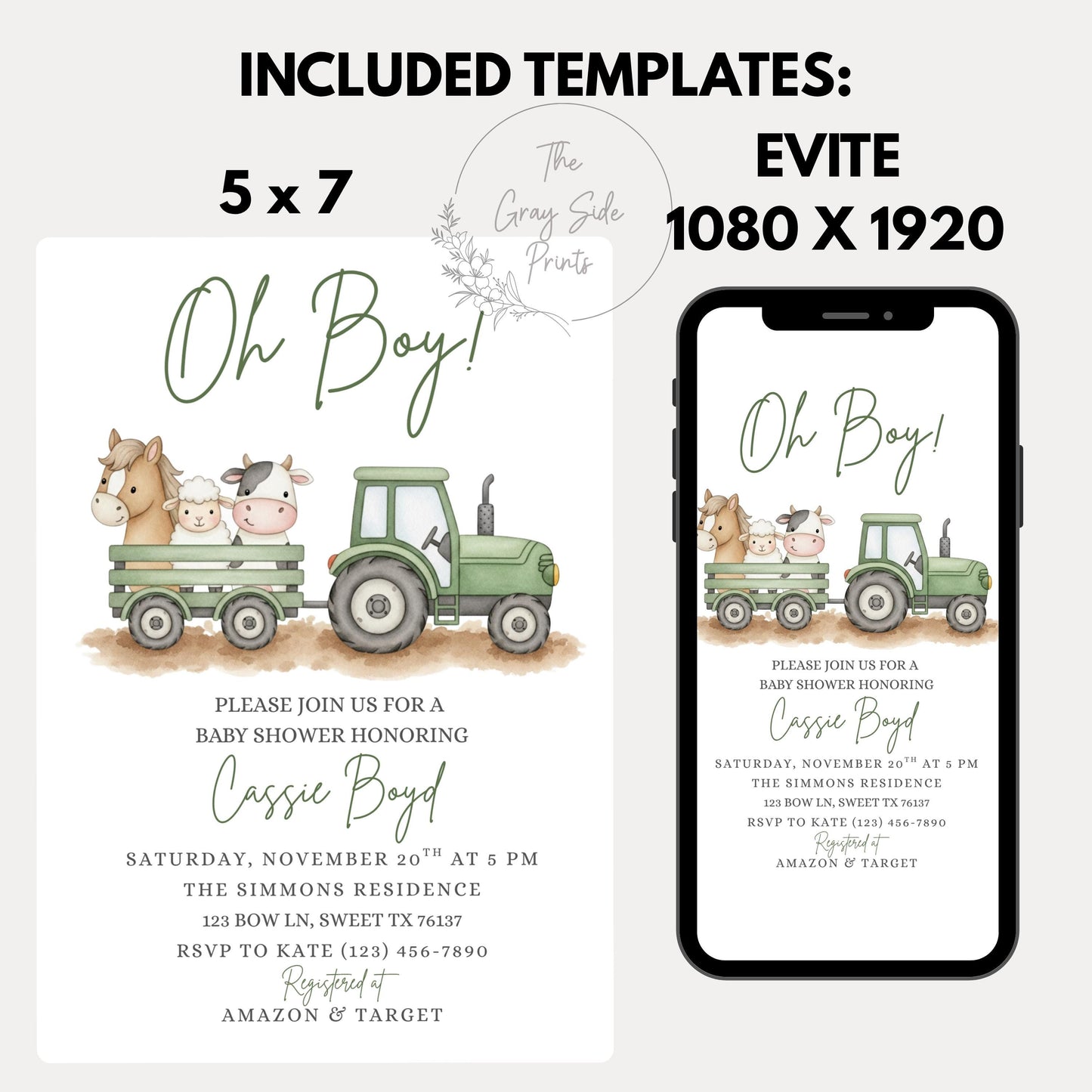 It's a Boy Tractor Baby Shower Invitation Farm Baby Shower Invite Country Baby Shower Invitation Template Boy Baby Shower Invite Baby Bundle