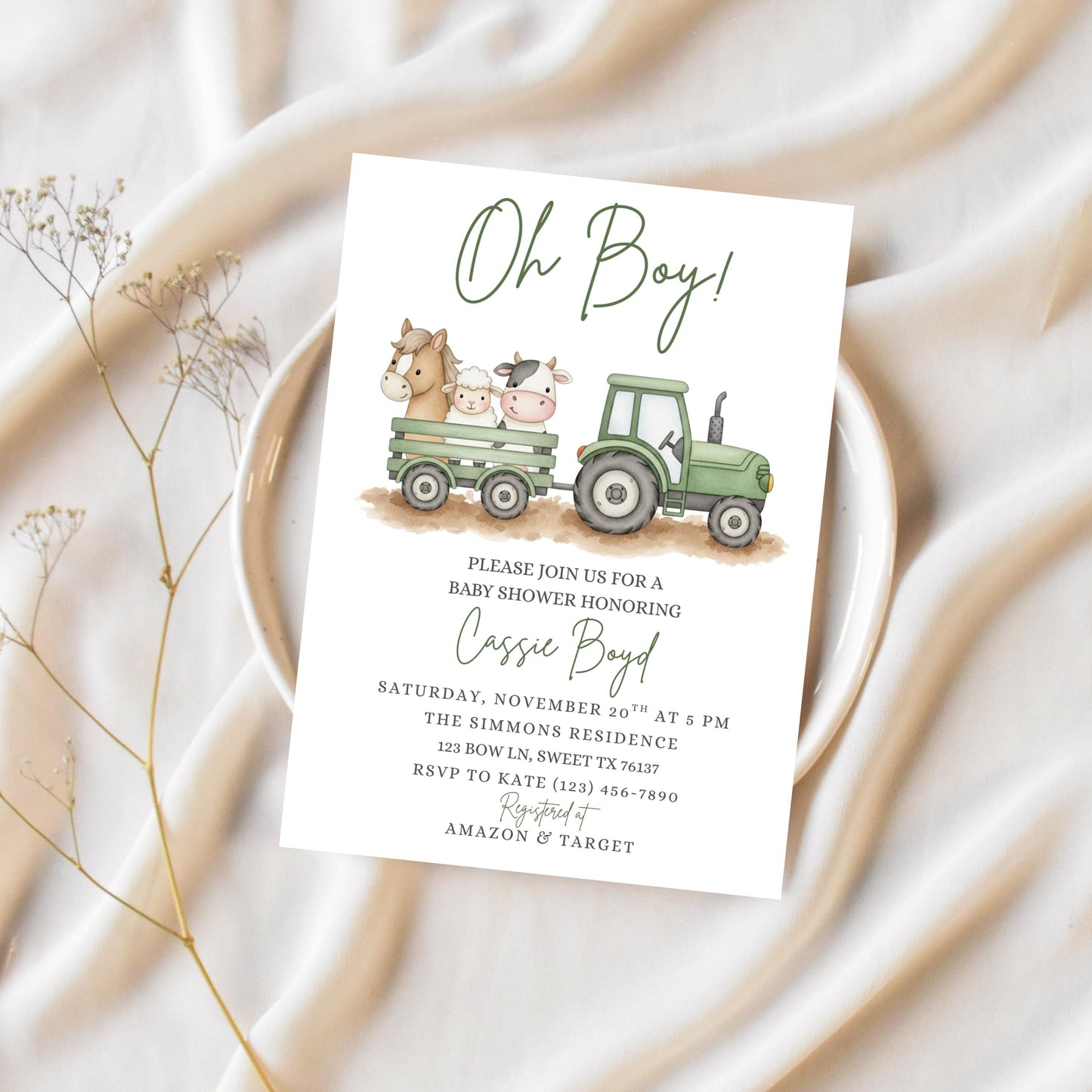 It's a Boy Tractor Baby Shower Invitation Farm Baby Shower Invite Country Baby Shower Invitation Template Boy Baby Shower Invite Baby Bundle