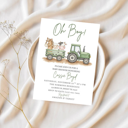 It's a Boy Tractor Baby Shower Invitation Farm Baby Shower Invite Country Baby Shower Invitation Template Boy Baby Shower Invite Baby Bundle