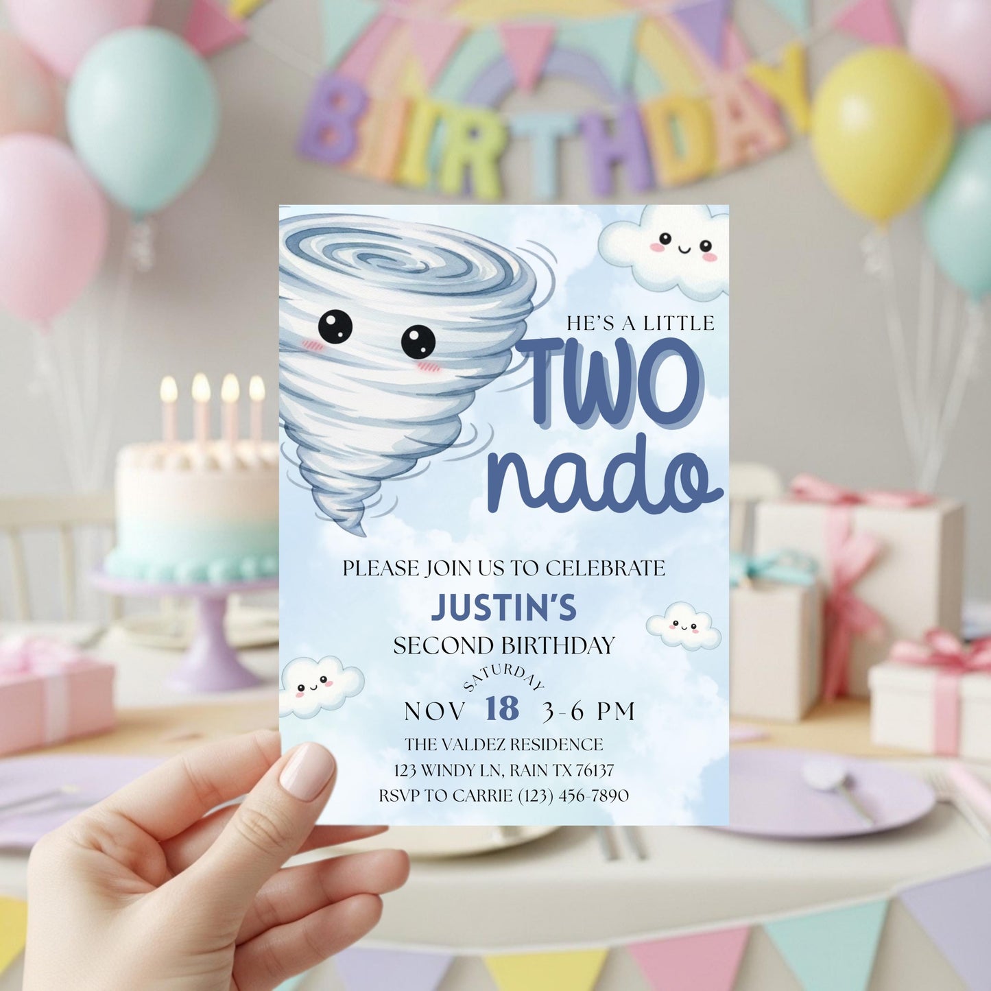 Twonado Birthday Invite He's A Little Twonado Invite Two Year Old Boy Birthday Two Nado Birthday Party 2nd Birthday Invite Boys Birthday