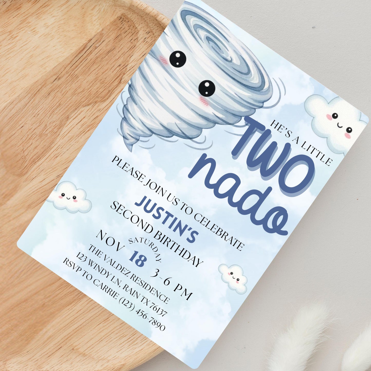 Twonado Birthday Invite He's A Little Twonado Invite Two Year Old Boy Birthday Two Nado Birthday Party 2nd Birthday Invite Boys Birthday