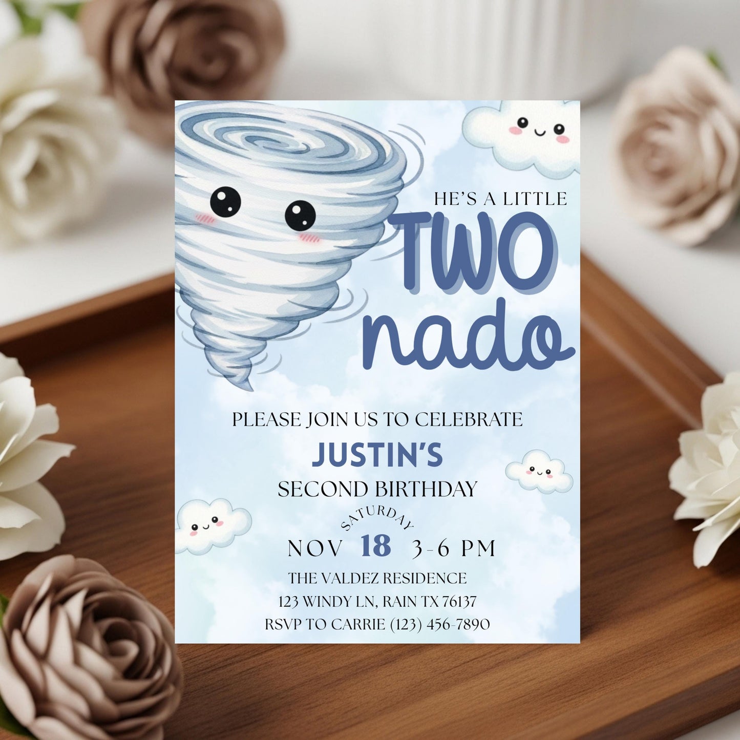 Twonado Birthday Invite He's A Little Twonado Invite Two Year Old Boy Birthday Two Nado Birthday Party 2nd Birthday Invite Boys Birthday