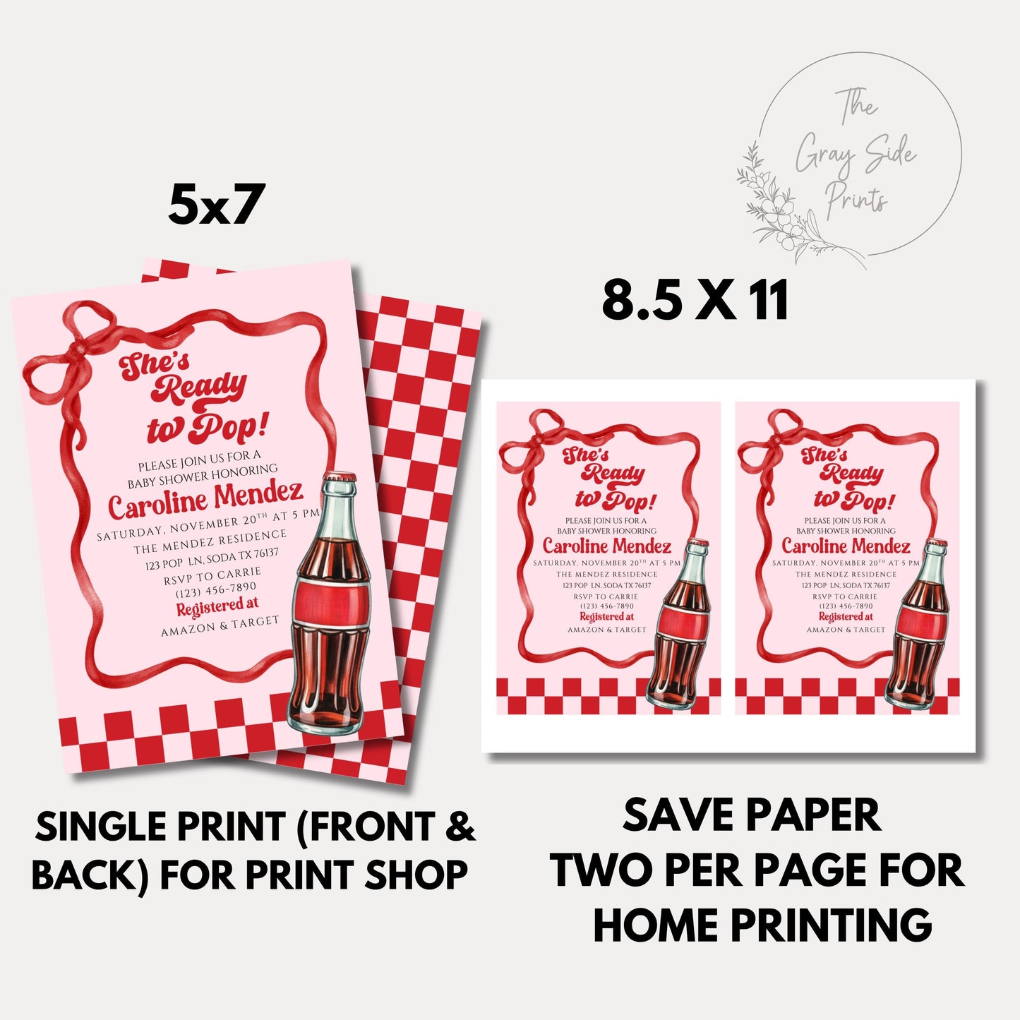 Ready to Pop Baby Shower Bundle Invitation Soda Pop Baby Shower Invite She's Ready to Pop Baby Shower Invite Retro Baby Shower Invite