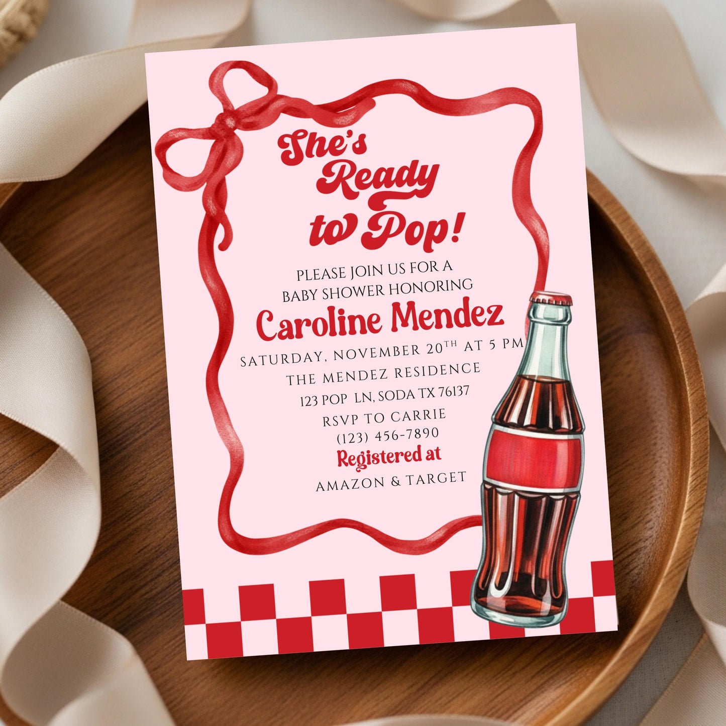 Ready to Pop Baby Shower Bundle Invitation Soda Pop Baby Shower Invite She's Ready to Pop Baby Shower Invite Retro Baby Shower Invite