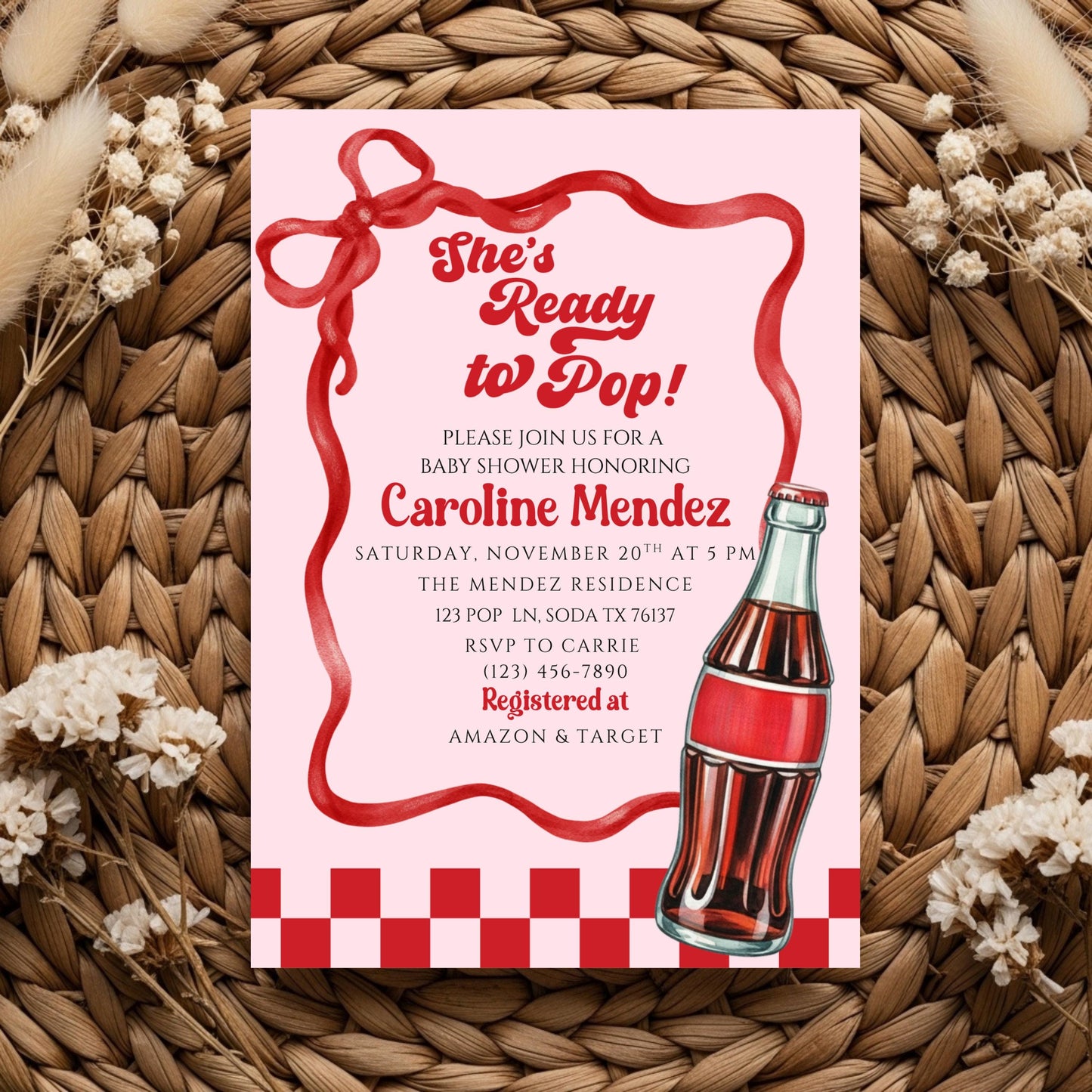 Ready to Pop Baby Shower Bundle Invitation Soda Pop Baby Shower Invite She's Ready to Pop Baby Shower Invite Retro Baby Shower Invite