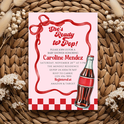 Ready to Pop Baby Shower Bundle Invitation Soda Pop Baby Shower Invite She's Ready to Pop Baby Shower Invite Retro Baby Shower Invite