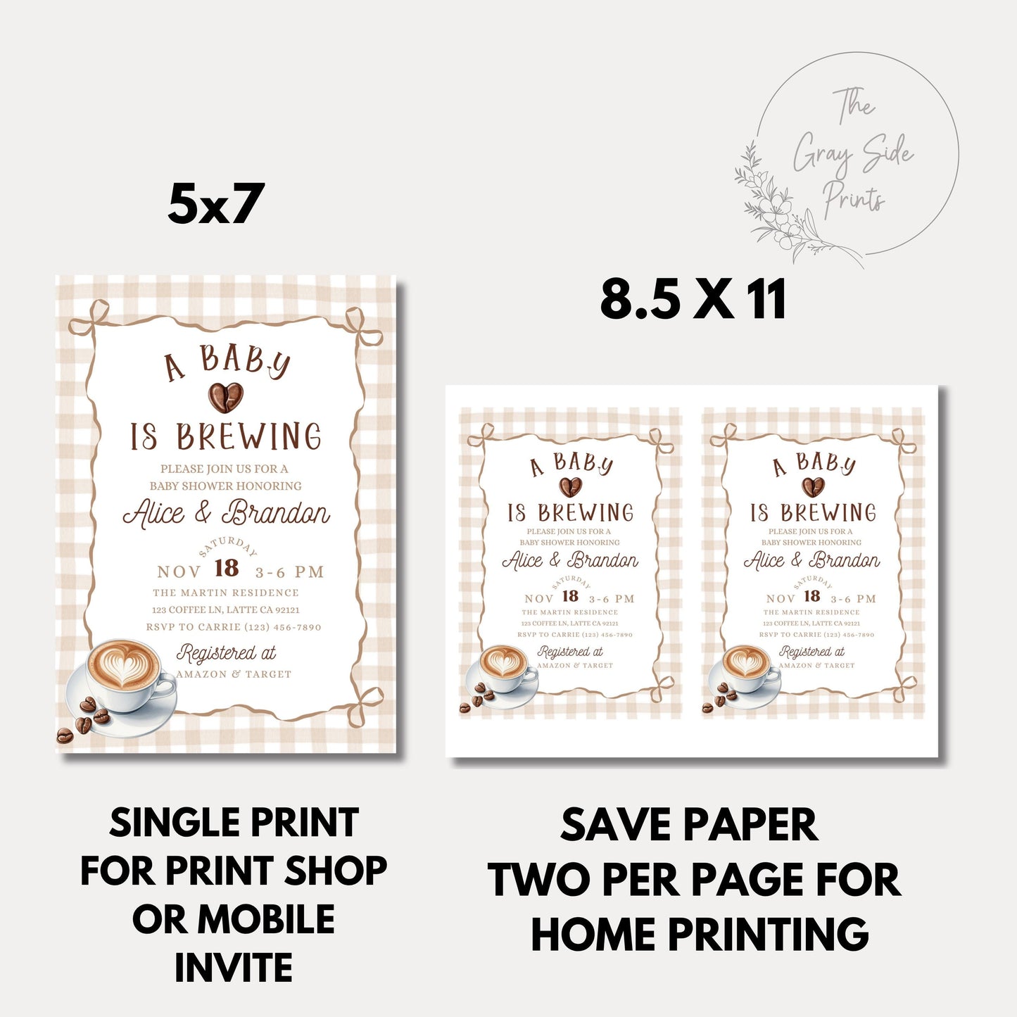 A Baby is Brewing Baby Shower Invitation Coffee Baby Shower Invite Espresso Latte Theme Invite Gender Neutral Baby Shower Printable Invite